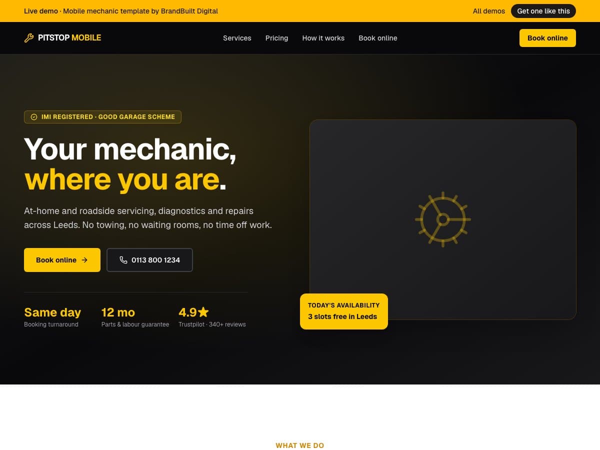 Pitstop Mobile Mechanics demo site