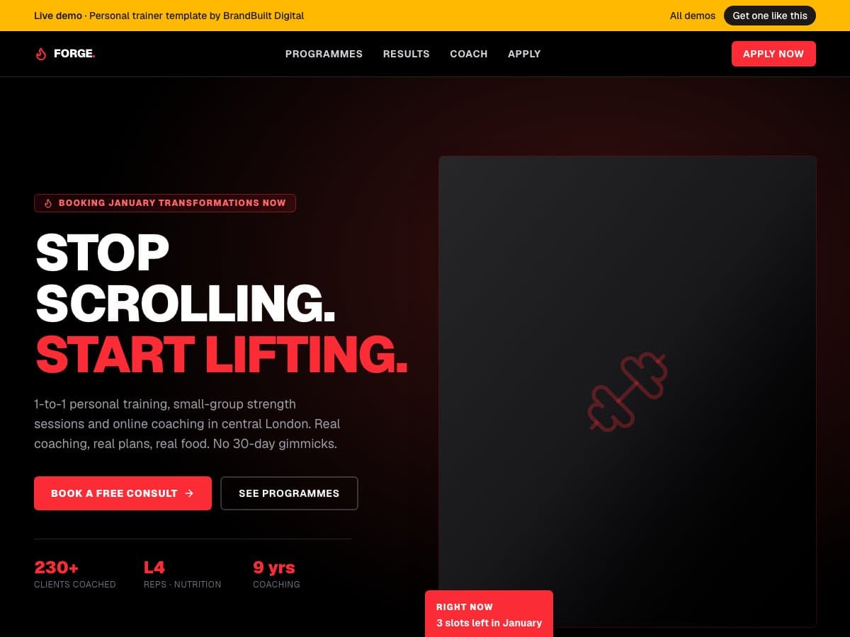 Forge Personal Training demo site