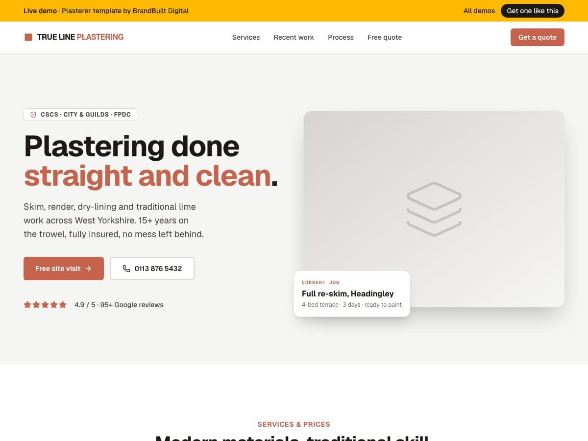 True Line Plastering demo site